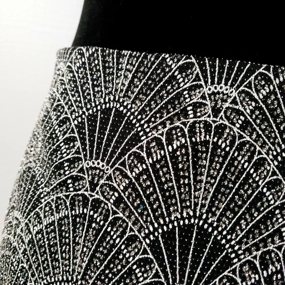 H&M black and silver shimmer sparkle retro skirt size Small glam New Years party - Picture 4 of 8